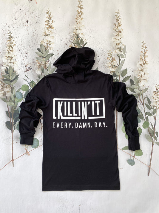 Copy of Killin' It. Every. Damn;. Day. (Black Letters) (Crop Tank Tops)