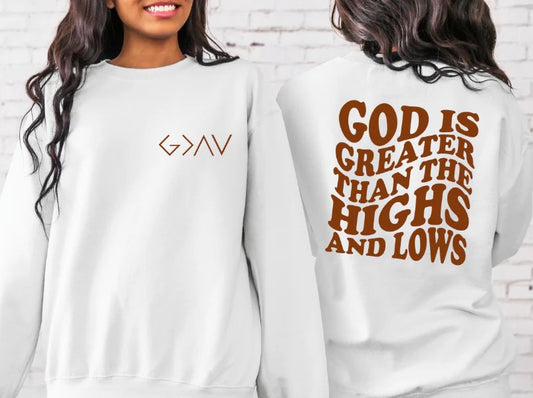 God is Greater than the highs and Lows (Crop Tank Tops)